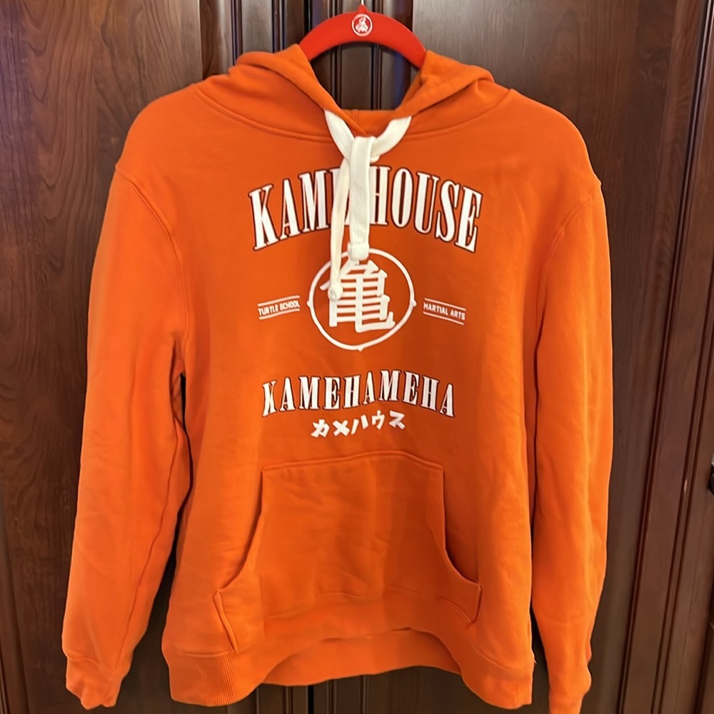Looking for DBZ Dragon Ball Z Game House Orange Pullover Hoodie Sweatshirt